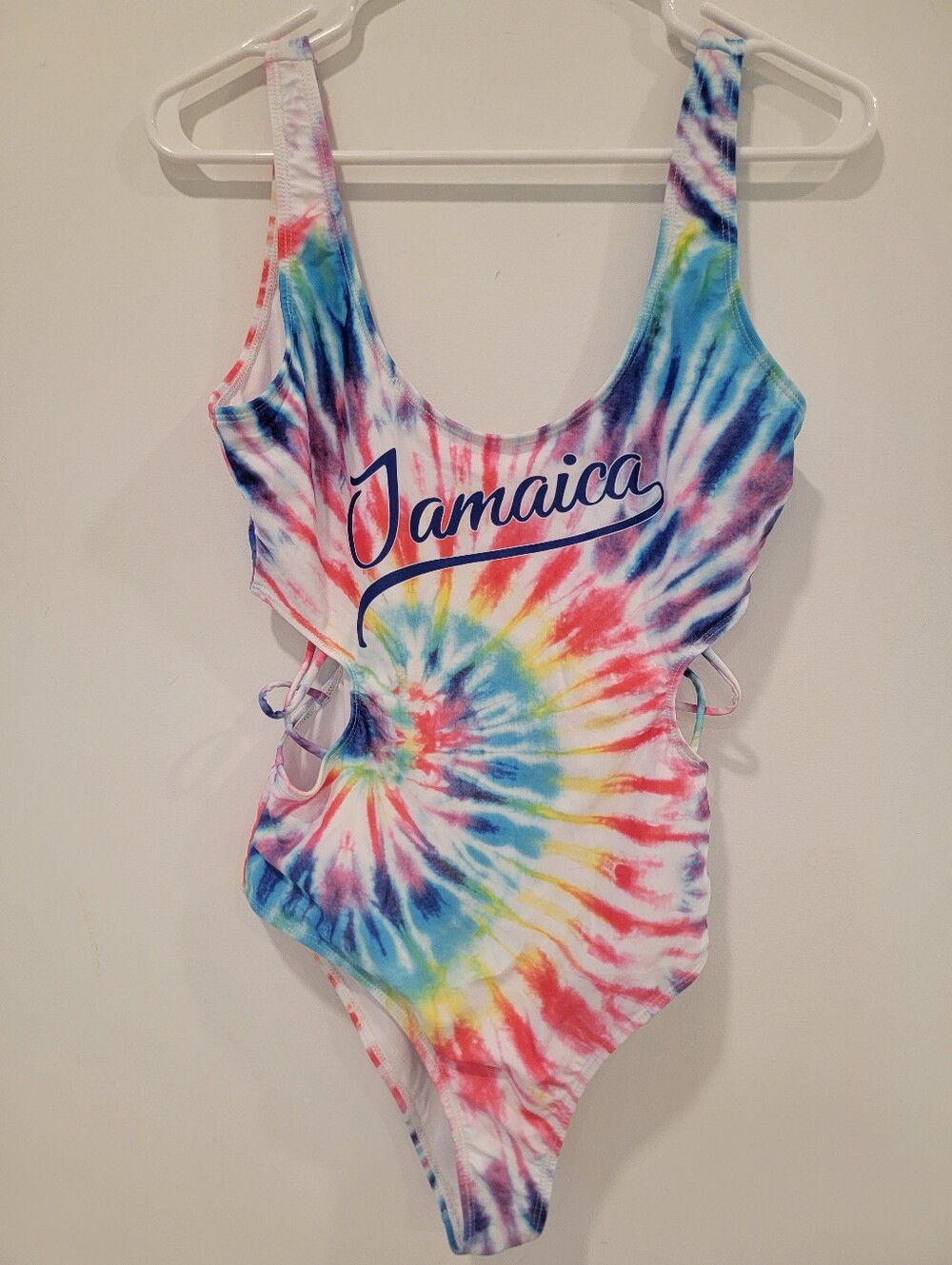 Tie-Dye "Jamaica" One-Piece Swimsuit With Cutouts Large